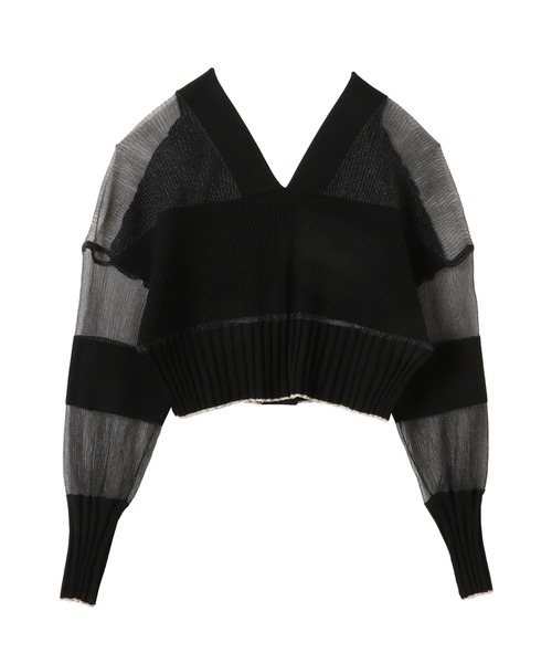 TEVALT（ヴァレット）の「シアーマルチリブ　ショート丈　ニットカーディガン（カーディガン/ボレロ・レディース・ブラック/ベージュ/ブルー/ブラウン/グレー/パープル・38）」の17枚目の写真