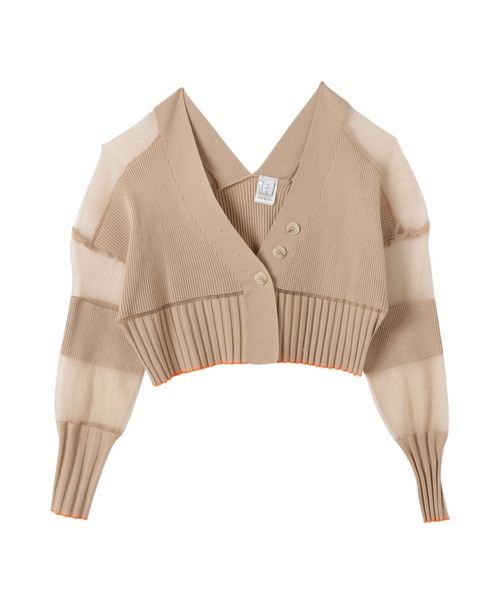 TEVALT（ヴァレット）の「シアーマルチリブ　ショート丈　ニットカーディガン（カーディガン/ボレロ・レディース・ブラック/ベージュ/ブルー/ブラウン/グレー/パープル・38）」の10枚目の写真