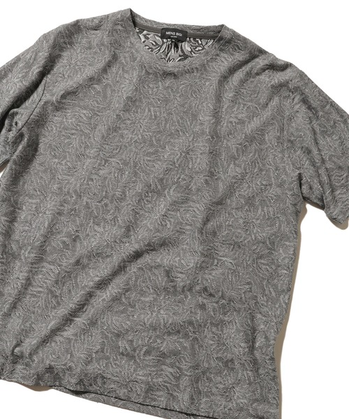 MEN'S BIGI(メンズビギ)の「ボタニカルジャガードメッシュ調カットソー(Tシャツ/カットソー・メンズ・チャコールグレー/ベージュ/グリーン・01/02/03)」の2枚目の写真