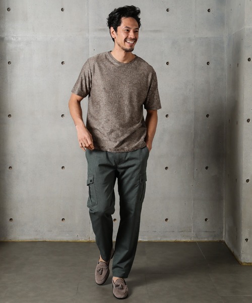 MEN'S BIGI(メンズビギ)の「ボタニカルジャガードメッシュ調カットソー(Tシャツ/カットソー・メンズ・チャコールグレー/ベージュ/グリーン・01/02/03)」の11枚目の写真