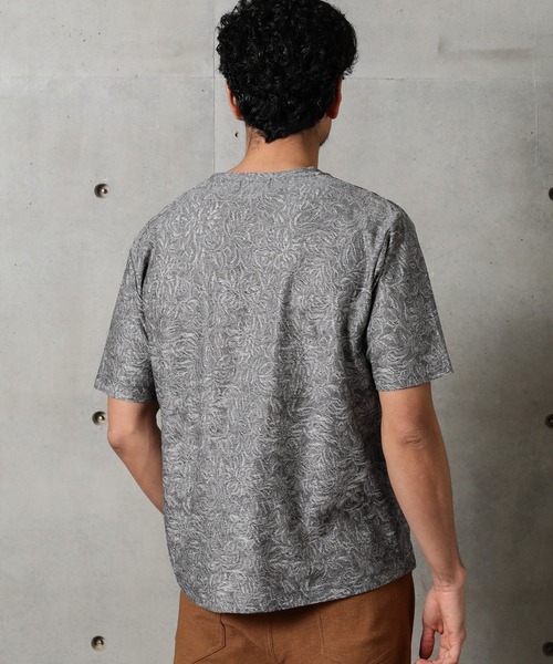 MEN'S BIGI(メンズビギ)の「ボタニカルジャガードメッシュ調カットソー(Tシャツ/カットソー・メンズ・チャコールグレー/ベージュ/グリーン・01/02/03)」の21枚目の写真