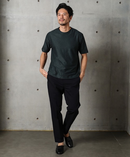 MEN'S BIGI(メンズビギ)の「ボタニカルジャガードメッシュ調カットソー(Tシャツ/カットソー・メンズ・チャコールグレー/ベージュ/グリーン・01/02/03)」の7枚目の写真