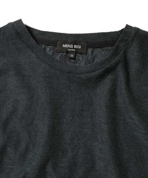 MEN'S BIGI(メンズビギ)の「ボタニカルジャガードメッシュ調カットソー(Tシャツ/カットソー・メンズ・チャコールグレー/ベージュ/グリーン・01/02/03)」の14枚目の写真