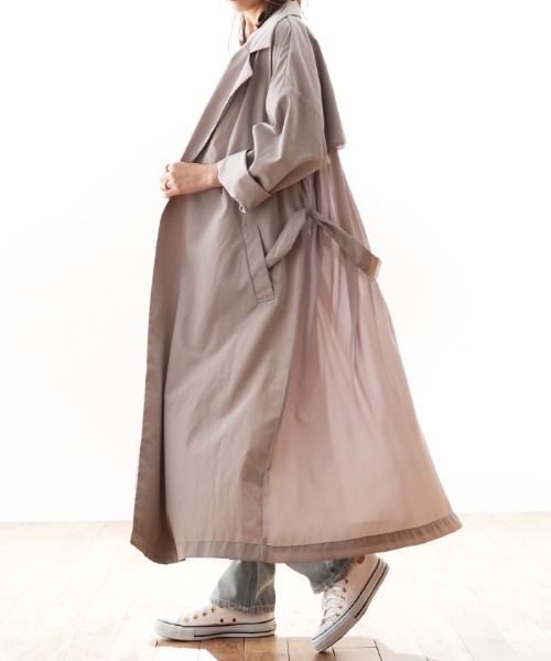 Futier land（フューティアランド）の「バックシフォン切替トレンチコート（トレンチコート・レディース・ブラウン/ベージュ/グレイッシュベージュ/ライトカーキ/ブルー・MEDIUM）」の3枚目の写真