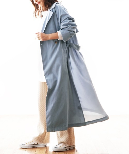 Futier land（フューティアランド）の「バックシフォン切替トレンチコート（トレンチコート・レディース・ブラウン/ベージュ/グレイッシュベージュ/ライトカーキ/ブルー・MEDIUM）」の5枚目の写真