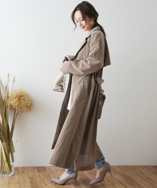 Futier land（フューティアランド）の「バックシフォン切替トレンチコート（トレンチコート・レディース・ブラウン/ベージュ/グレイッシュベージュ/ライトカーキ/ブルー・MEDIUM）」の15枚目の写真