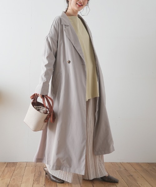 Futier land（フューティアランド）の「バックシフォン切替トレンチコート（トレンチコート・レディース・ブラウン/ベージュ/グレイッシュベージュ/ライトカーキ/ブルー・MEDIUM）」の16枚目の写真