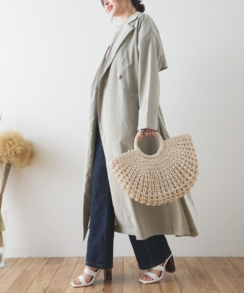 Futier land（フューティアランド）の「バックシフォン切替トレンチコート（トレンチコート・レディース・ブラウン/ベージュ/グレイッシュベージュ/ライトカーキ/ブルー・MEDIUM）」の8枚目の写真