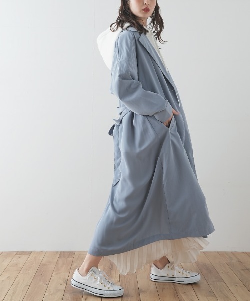 Futier land（フューティアランド）の「バックシフォン切替トレンチコート（トレンチコート・レディース・ブラウン/ベージュ/グレイッシュベージュ/ライトカーキ/ブルー・MEDIUM）」の22枚目の写真