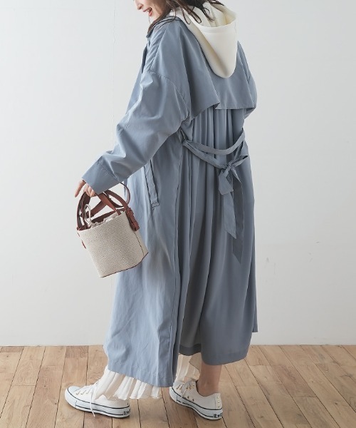 Futier land（フューティアランド）の「バックシフォン切替トレンチコート（トレンチコート・レディース・ブラウン/ベージュ/グレイッシュベージュ/ライトカーキ/ブルー・MEDIUM）」の13枚目の写真