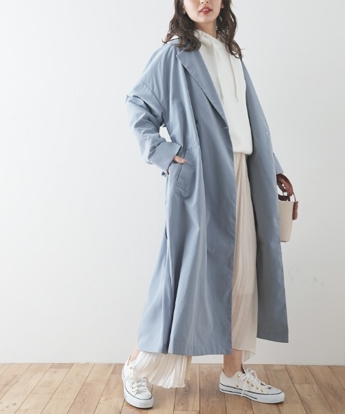 Futier land（フューティアランド）の「バックシフォン切替トレンチコート（トレンチコート・レディース・ブラウン/ベージュ/グレイッシュベージュ/ライトカーキ/ブルー・MEDIUM）」の9枚目の写真