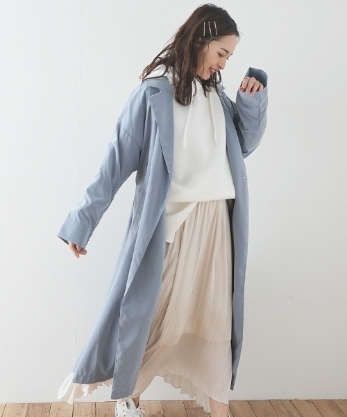 Futier land（フューティアランド）の「バックシフォン切替トレンチコート（トレンチコート・レディース・ブラウン/ベージュ/グレイッシュベージュ/ライトカーキ/ブルー・MEDIUM）」の18枚目の写真