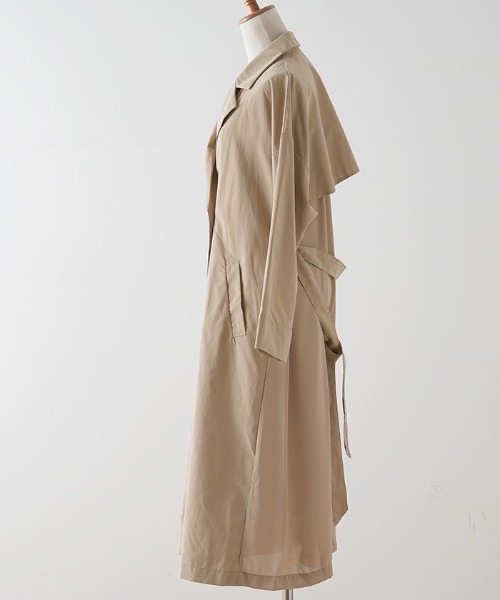 Futier land（フューティアランド）の「バックシフォン切替トレンチコート（トレンチコート・レディース・ブラウン/ベージュ/グレイッシュベージュ/ライトカーキ/ブルー・MEDIUM）」の14枚目の写真