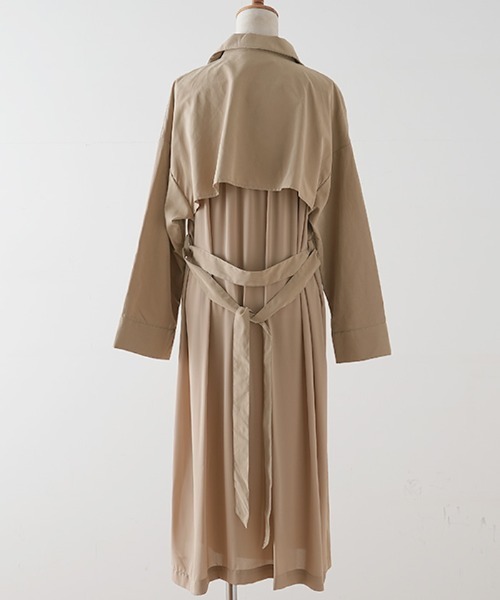 Futier land（フューティアランド）の「バックシフォン切替トレンチコート（トレンチコート・レディース・ブラウン/ベージュ/グレイッシュベージュ/ライトカーキ/ブルー・MEDIUM）」の10枚目の写真