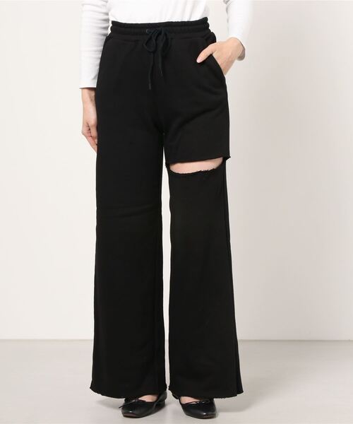 atmos pink（アトモスピンク）の「atmos pink カッティング スウェット カラーワイドパンツ（その他パンツ・レディース・グレー/ブラック/ホワイト/レッド・FREE）」の3枚目の写真