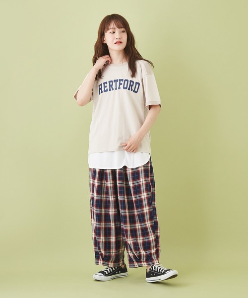 CUBE SUGAR（キューブシュガー）の「WEB限定 リサイクル天竺 ラウンド裾 タンクトップ（タンクトップ・レディース・ホワイト/チャコールグレー/カーキ/イエロー・M）」の5枚目の写真