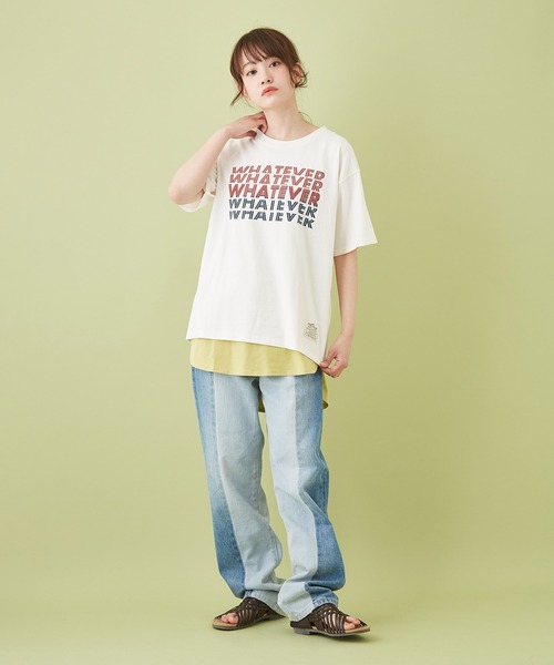 CUBE SUGAR（キューブシュガー）の「WEB限定 リサイクル天竺 ラウンド裾 タンクトップ（タンクトップ・レディース・ホワイト/チャコールグレー/カーキ/イエロー・M）」の12枚目の写真