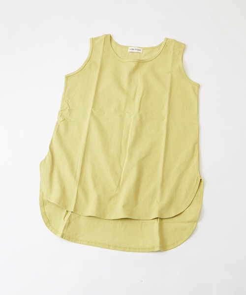 CUBE SUGAR（キューブシュガー）の「WEB限定 リサイクル天竺 ラウンド裾 タンクトップ（タンクトップ・レディース・ホワイト/チャコールグレー/カーキ/イエロー・M）」の20枚目の写真