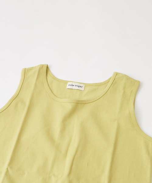 CUBE SUGAR（キューブシュガー）の「WEB限定 リサイクル天竺 ラウンド裾 タンクトップ（タンクトップ・レディース・ホワイト/チャコールグレー/カーキ/イエロー・M）」の21枚目の写真