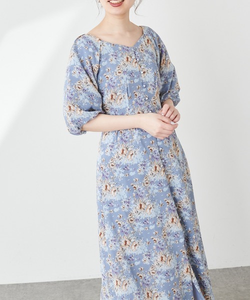 natural couture（ナチュラルクチュール）の「バルーンスリーブガーリーワンピース（ワンピース・レディース・ブラック/ブルー/アイボリー/ミント・FREE）」の4枚目の写真