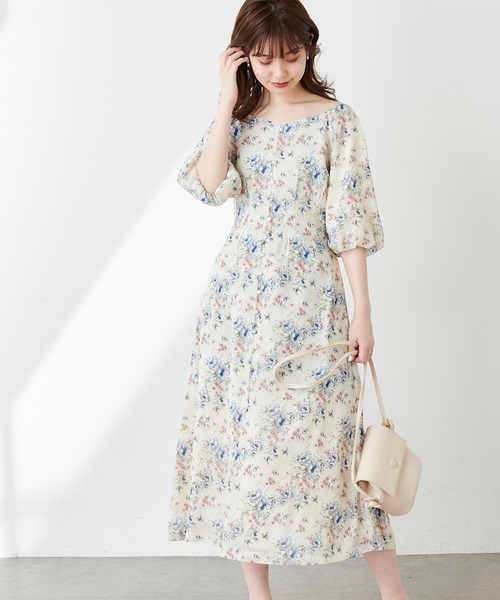 natural couture（ナチュラルクチュール）の「バルーンスリーブガーリーワンピース（ワンピース・レディース・ブラック/ブルー/アイボリー/ミント・FREE）」の6枚目の写真