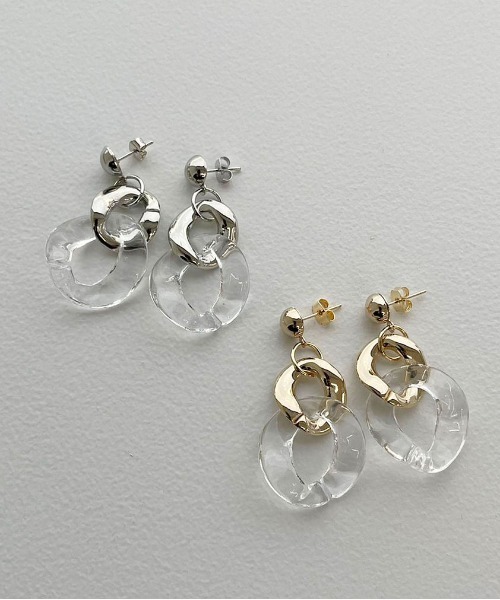 apres jour mignon(アプレジュールミニョン)の「【apresjour mignon×ARIAZ】2連クリアピアス(ピアス(両耳用)・レディース・ゴールド/シルバー・ONESIZE)」の4枚目の写真