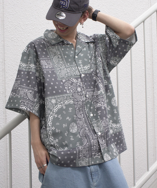 VENCEEXCHANGE（ヴァンスエクスチェンジ）の「バンダナプリントシャツ（シャツ/ブラウス・メンズ・ブラック/ベージュ/ネイビー/グリーン・M/L）」の3枚目の写真