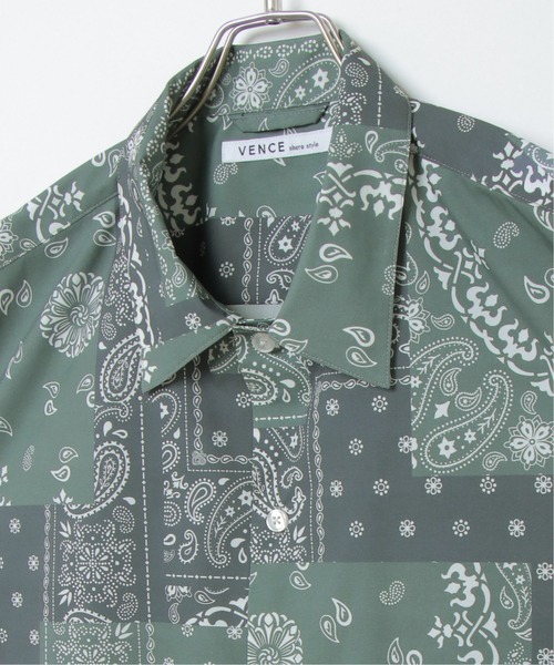 VENCEEXCHANGE（ヴァンスエクスチェンジ）の「バンダナプリントシャツ（シャツ/ブラウス・メンズ・ブラック/ベージュ/ネイビー/グリーン・M/L）」の9枚目の写真