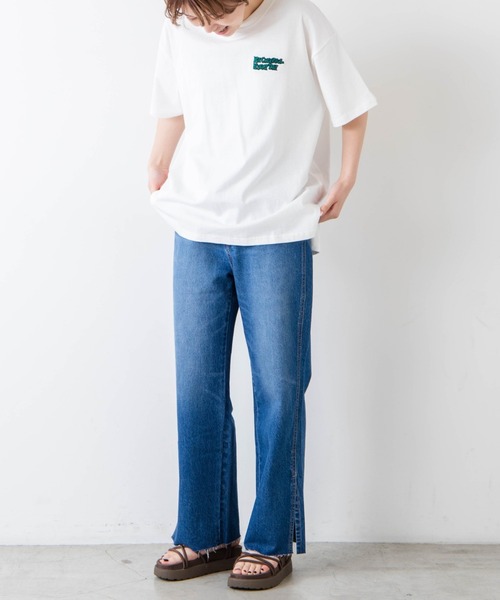 WEGO（ウィゴー）の「WEGO/サイドスリットストレートパンツ（デニムパンツ・レディース・ブラック/ライトインディゴブルー/コバルトブルー・SMALL/MEDIUM）」の9枚目の写真