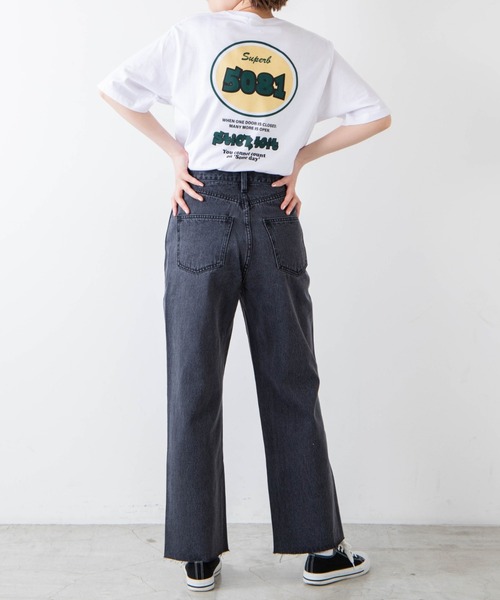 WEGO（ウィゴー）の「WEGO/サイドスリットストレートパンツ（デニムパンツ・レディース・ブラック/ライトインディゴブルー/コバルトブルー・SMALL/MEDIUM）」の5枚目の写真