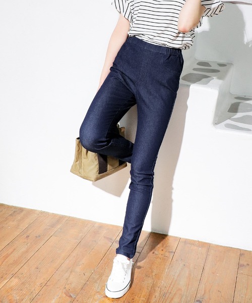 CINEMA CLUB（シネマクラブ）の「デニムパギンスロング丈（デニムパンツ・レディース・ライトインディゴブルー/ワンウォッシュ・LL/S/M/L）」の7枚目の写真