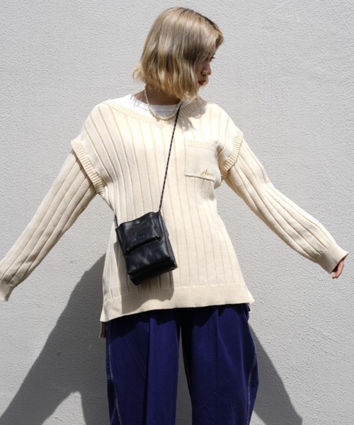 AVIREX（アヴィレックス）の「2ウェイニット/ 2WAY KNIT（ニット/セーター・レディース・マスタード/アイボリー・FREE）」の2枚目の写真