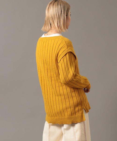 AVIREX（アヴィレックス）の「2ウェイニット/ 2WAY KNIT（ニット/セーター・レディース・マスタード/アイボリー・FREE）」の6枚目の写真