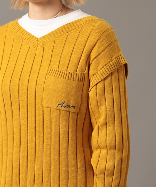 AVIREX（アヴィレックス）の「2ウェイニット/ 2WAY KNIT（ニット/セーター・レディース・マスタード/アイボリー・FREE）」の7枚目の写真