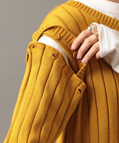 AVIREX（アヴィレックス）の「2ウェイニット/ 2WAY KNIT（ニット/セーター・レディース・マスタード/アイボリー・FREE）」の10枚目の写真