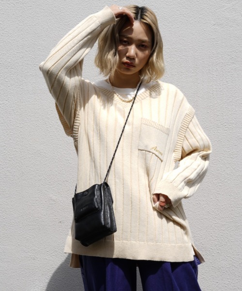 AVIREX（アヴィレックス）の「2ウェイニット/ 2WAY KNIT（ニット/セーター・レディース・マスタード/アイボリー・FREE）」の12枚目の写真