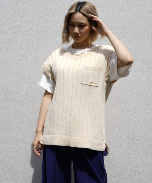 AVIREX（アヴィレックス）の「2ウェイニット/ 2WAY KNIT（ニット/セーター・レディース・マスタード/アイボリー・FREE）」の16枚目の写真