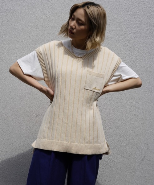 AVIREX（アヴィレックス）の「2ウェイニット/ 2WAY KNIT（ニット/セーター・レディース・マスタード/アイボリー・FREE）」の17枚目の写真