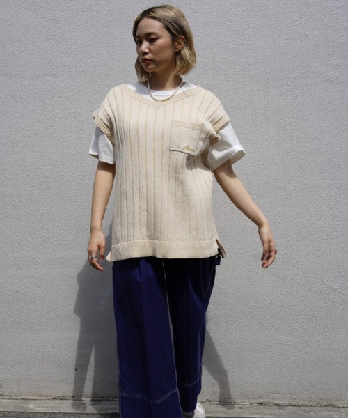 AVIREX（アヴィレックス）の「2ウェイニット/ 2WAY KNIT（ニット/セーター・レディース・マスタード/アイボリー・FREE）」の19枚目の写真