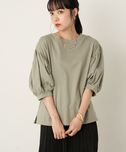 earth music&ecology（アースミュージックアンドエコロジー）の「きれい見えカットソー(袖ぽよ) ＊（Tシャツ/カットソー・レディース・ブラック/オフホワイト/ピンクベージュ/ミント・FREE）」の3枚目の写真