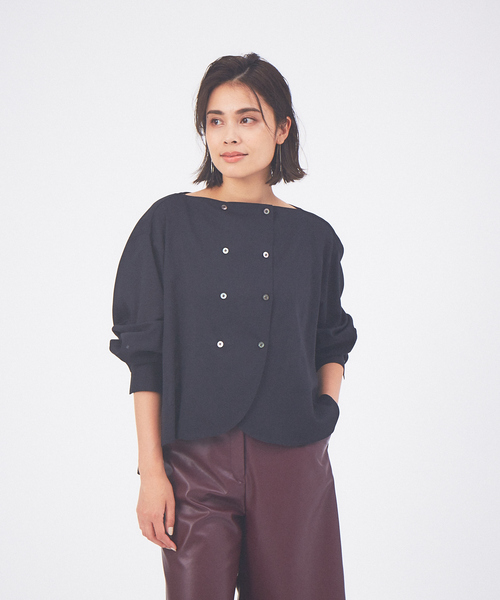 qualite(カリテ)の「ダブルボタンシャツ(シャツ/ブラウス・レディース・オフホワイト/ブラック・フリー)」の2枚目の写真