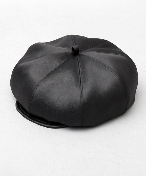 Mr.COVER（ミスターカバー）の「Mr.COVER / ミスターカバー / 日本製 / ポリレザー ボリュームシルエット キャスベレー / キャスケット / ベレー帽（キャスケット・メンズ・ブラック・FREE）」の3枚目の写真