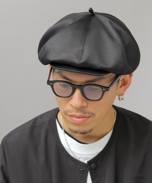 Mr.COVER（ミスターカバー）の「Mr.COVER / ミスターカバー / 日本製 / ポリレザー ボリュームシルエット キャスベレー / キャスケット / ベレー帽（キャスケット・メンズ・ブラック・FREE）」の4枚目の写真