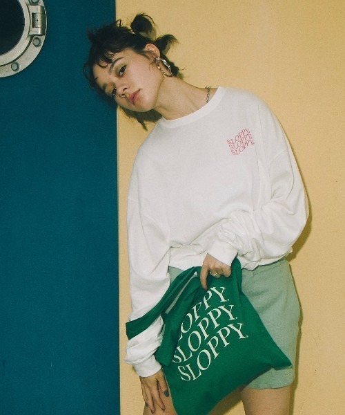 WHO'S WHO gallery(フーズフーギャラリー)の「【SLOPPY/スロッピー】ロンT(Tシャツ/カットソー・レディース・トップグレー/ミント/オフホワイト/ブラック/ブラウン・FREE)」の6枚目の写真