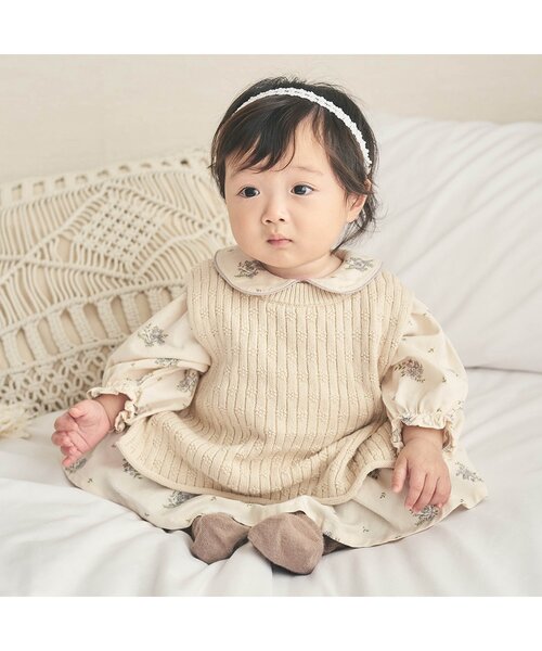 apres les cours（アプレレクール）の「ニットベビーベスト（その他ベビーウェア・キッズ・ブラウン/アイボリー・80）」の10枚目の写真