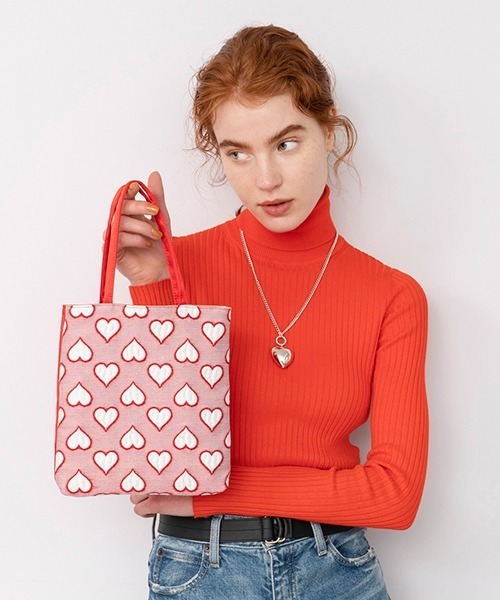 Casselini(キャセリーニ)の「Casselini(キャセリーニ)ハートジャガードハンドバッグ(ハンドバッグ・レディース・ブラック/イエロー/レッド・FREE)」の3枚目の写真