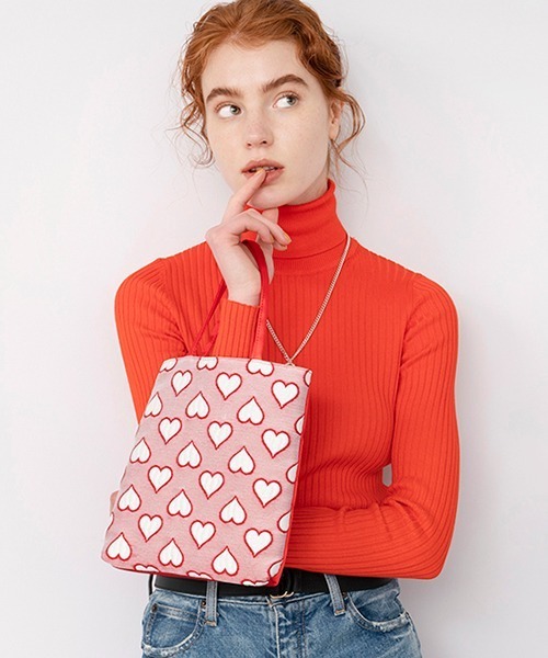 Casselini(キャセリーニ)の「Casselini(キャセリーニ)ハートジャガードハンドバッグ(ハンドバッグ・レディース・ブラック/イエロー/レッド・FREE)」の7枚目の写真
