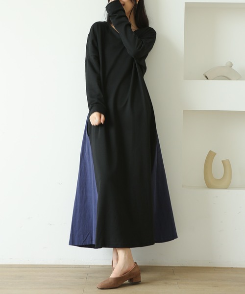MAISON DE THERESE(メゾン ド テレーズ)の「Vネックワンピース(ワンピース・レディース・ブラック/グレー・M)」の21枚目の写真