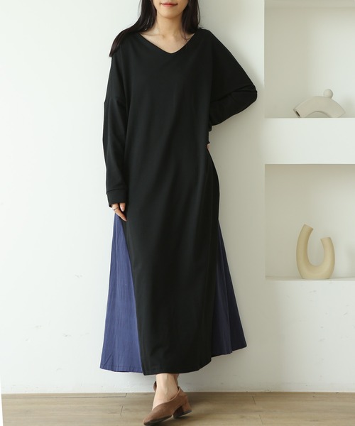 MAISON DE THERESE(メゾン ド テレーズ)の「Vネックワンピース(ワンピース・レディース・ブラック/グレー・M)」の22枚目の写真