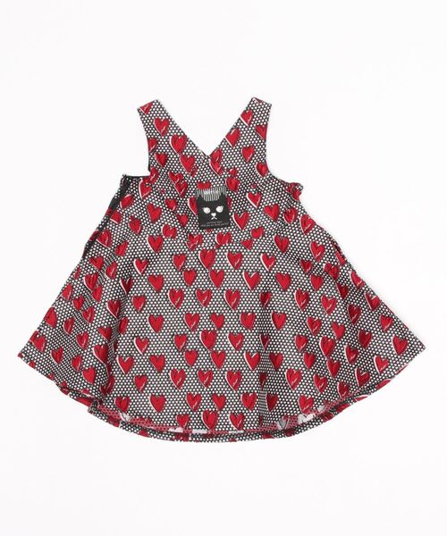 nino（ニノ）の「ハートジャガードジャンパースカート（ジャンパースカート・キッズ・レッド・120cm/100cm/110cm/90cm）」の2枚目の写真